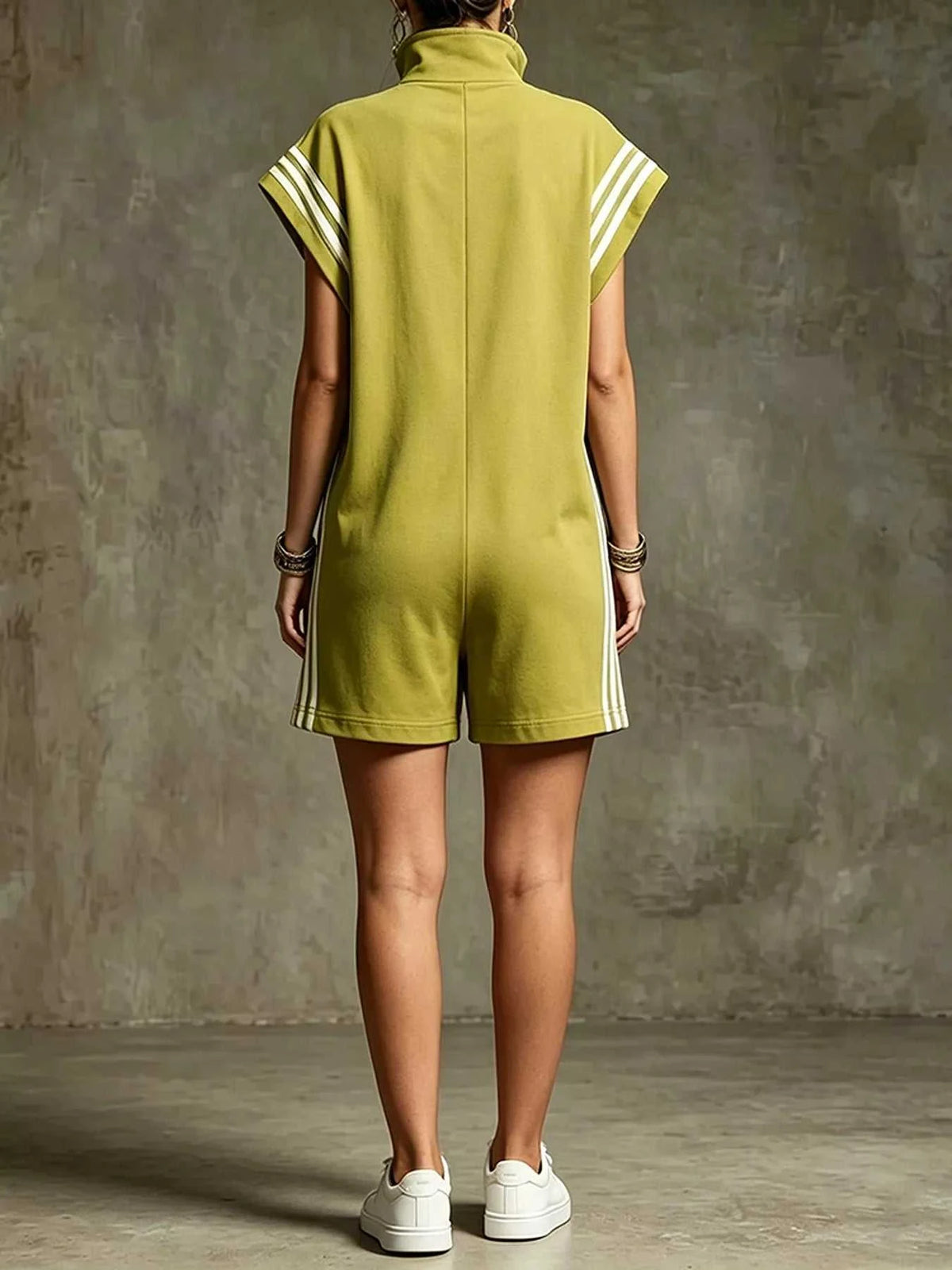 Striped Zip Front Romper 100100341112740 41 Women's Romper Affordable Fashion Under $100 Jerry's Apparel 