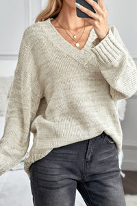 V-Neck Dropped Shoulder Sweater