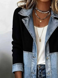 Color-Block Denim and Knit Patchwork Casual Jacket 101003714715332 52 Affordable Fashion Under $100 Jerry's Apparel 