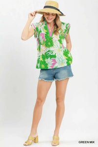 Umgee Bold Floral Flutter Sleeve Top 100100666141188 49 Affordable Fashion Under $100 Jerry's Apparel 