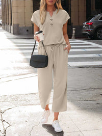 Notched Short Sleeve Top and Pants Set 100100127376521 46 Affordable Fashion Under $100 Jerry's Apparel 
