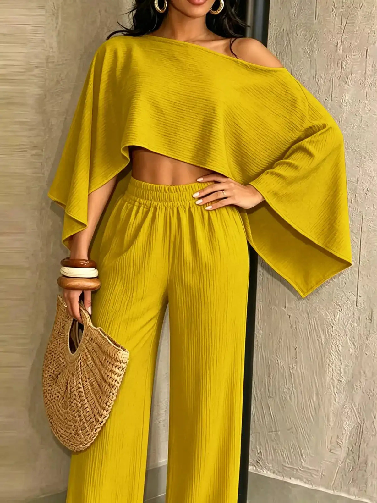 Boat Neck Crop Top and Wide-Leg Pants Set 101001634822589 57 Affordable Fashion Under $100 Jerry's Apparel 