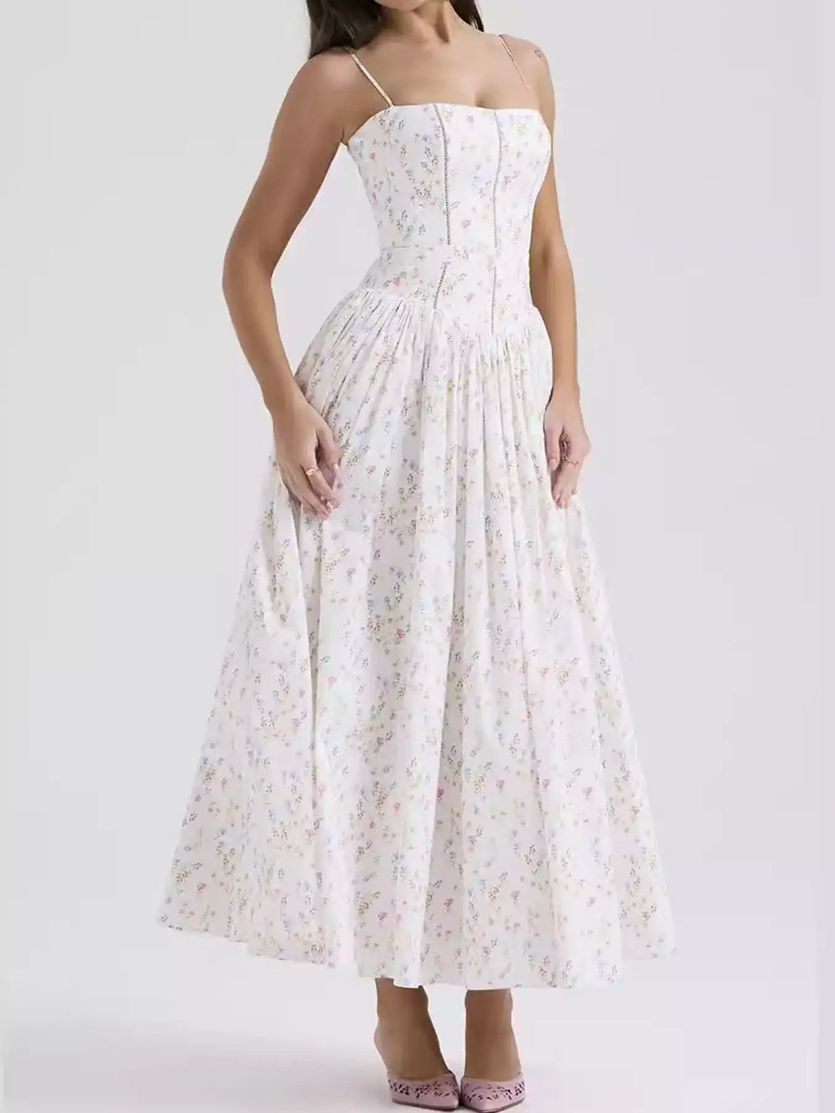 Floral Spaghetti Straps Midi Dress 101001005550846 56 Affordable Fashion Under $100 Jerry's Apparel 