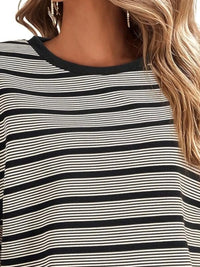 Striped Round Neck Casual T-Shirt