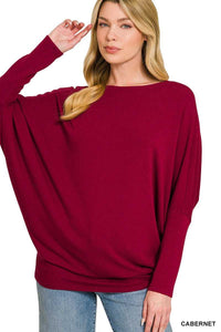 Zenana Hacci Dolman Sleeve Boat Neck Top 100100662681469 23 Affordable Fashion Under $100 Jerry's Apparel 