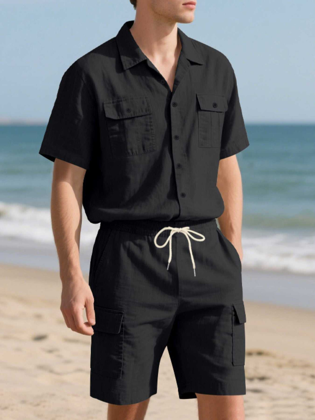 Men's Full Size Button Up Shirt and Shorts Set Plus Size 100400974487606 48 Affordable Fashion Under $100 Jerry's Apparel 