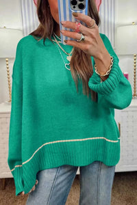 Contrast Detail Drop Shoulder Baggy Sweater 101002530632710 43 Affordable Fashion Under $100 Jerry's Apparel 