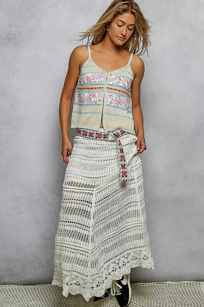 POL Printed Contrast Button Down Cami with Trim Detail and Blanket Stitch 100100528831650 62 Affordable Fashion Under $100 Jerry's Apparel 