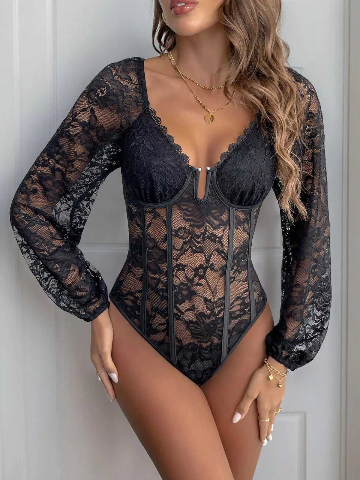 Lace Long Sleeve Bodysuit 100100839641847 39 Gifts for Her Jerry's Apparel 