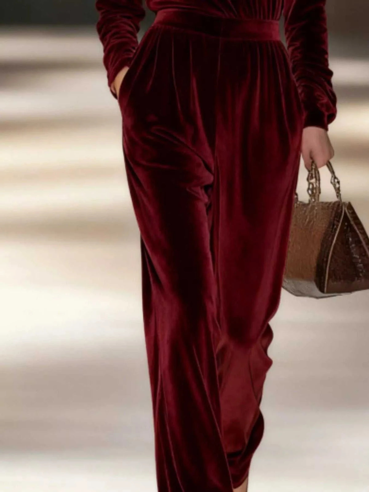 Full Size Velvet Turtleneck Long Sleeve Top and Wide-Leg Pants Set Plus Size 101001423619230 50 Affordable Fashion Under $100 Jerry's Apparel 