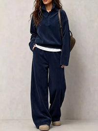 Corduroy Button Detail Top and Wide-Leg Pants Set 101001305640558 63 Affordable Fashion Under $100 Jerry's Apparel 
