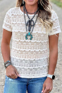 Sheer Lace Short Sleeve Top 100100355419520 26 Affordable Fashion Under $100 Jerry's Apparel 