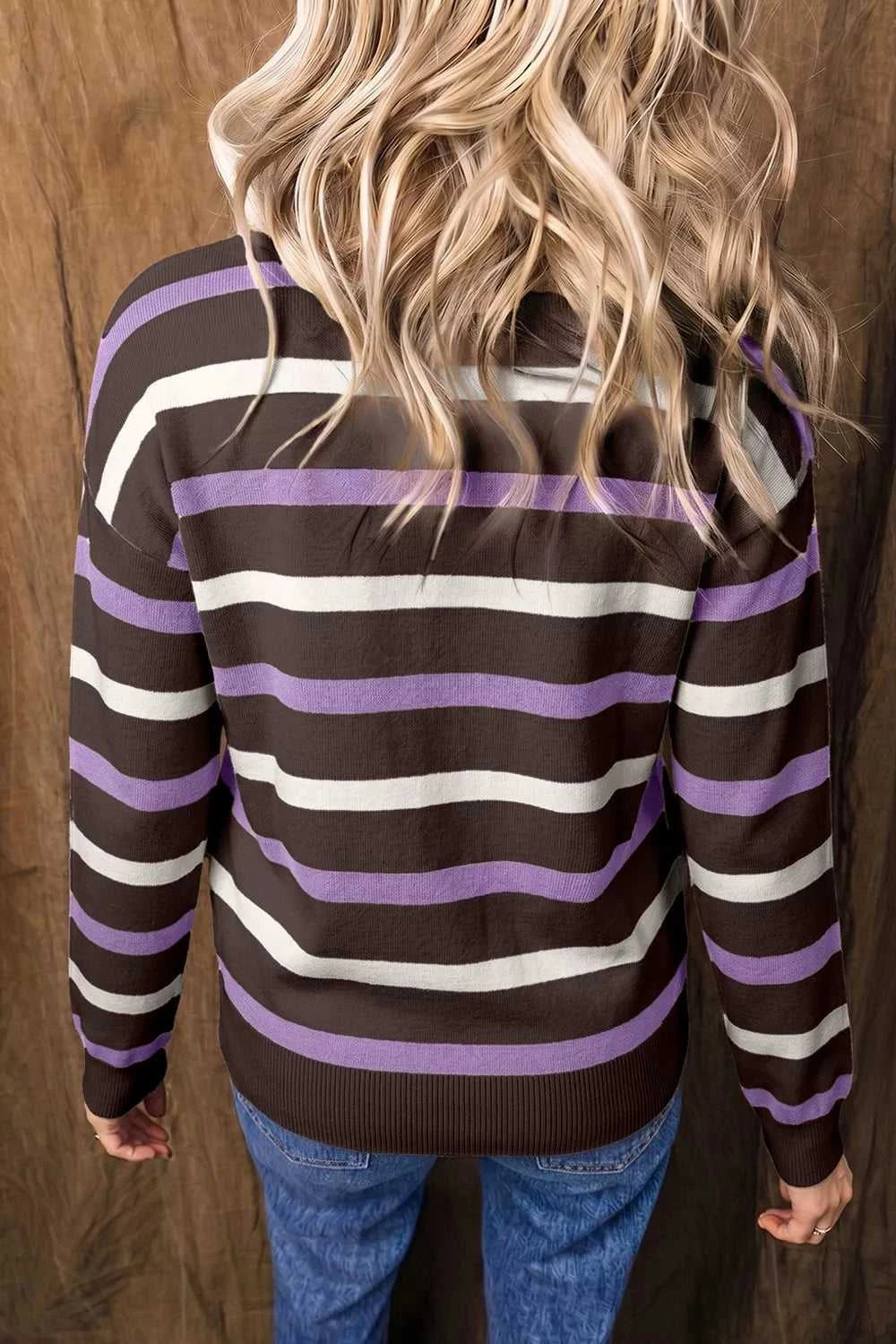 Stripe Embroidered Detail Drop Shoulder Sweater 101002226541726 55 Affordable Fashion Under $100 Jerry's Apparel 