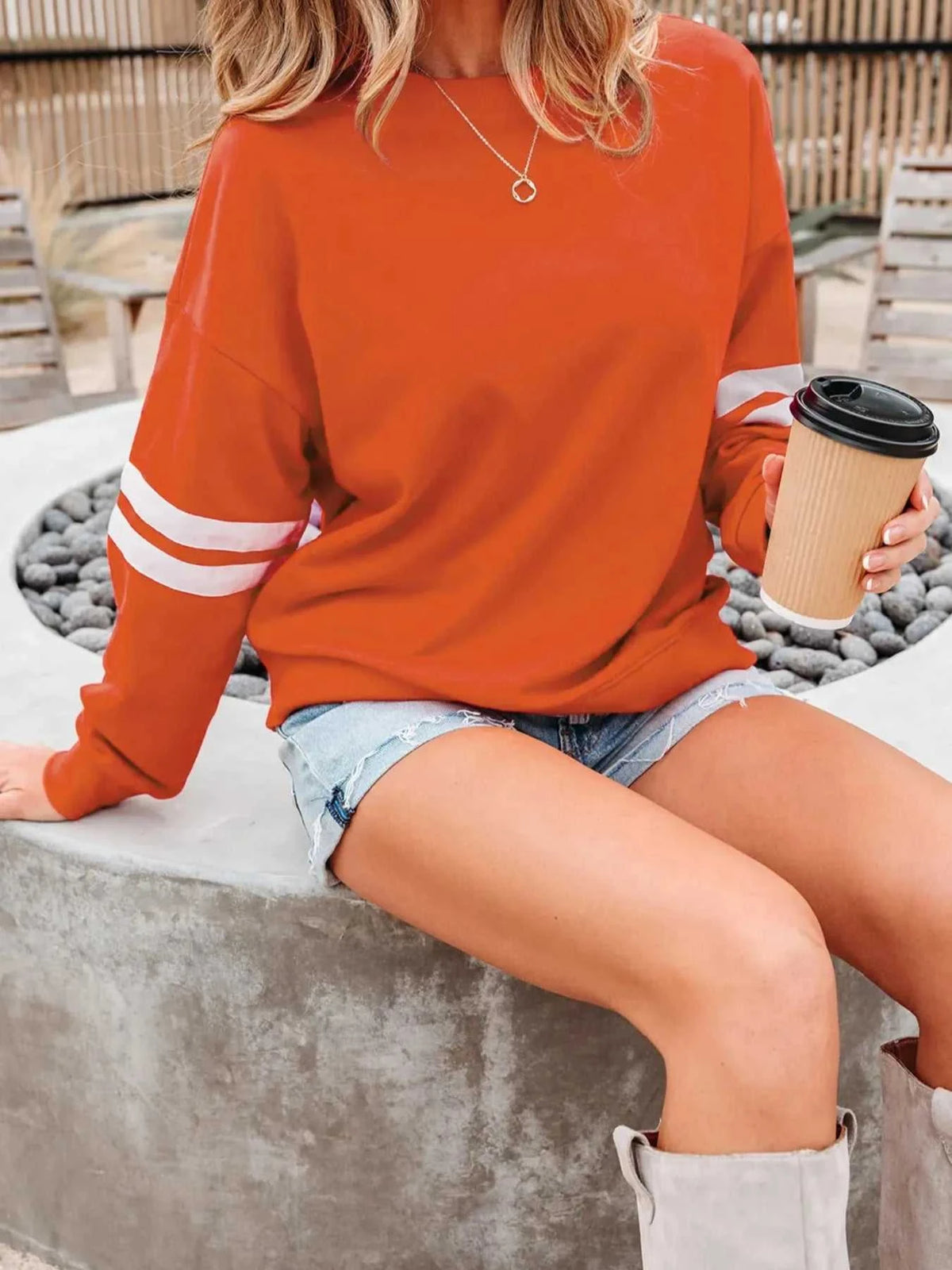 Stripe Round Neck Long Sleeve Sweatshirt 100100293467099 31 Affordable Fashion Under $100 Jerry's Apparel 
