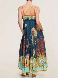 Printed Cami Midi Dress with Pockets