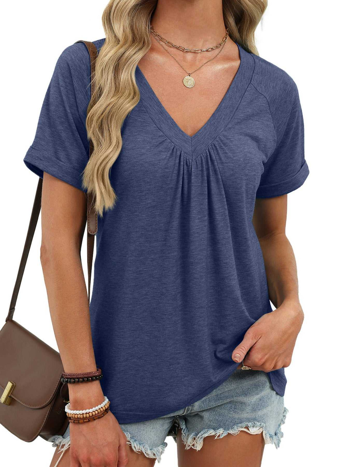 Casual V-Neck Short Sleeve T-Shirt 100100731554922 25 Affordable Fashion Under $100 Jerry's Apparel 
