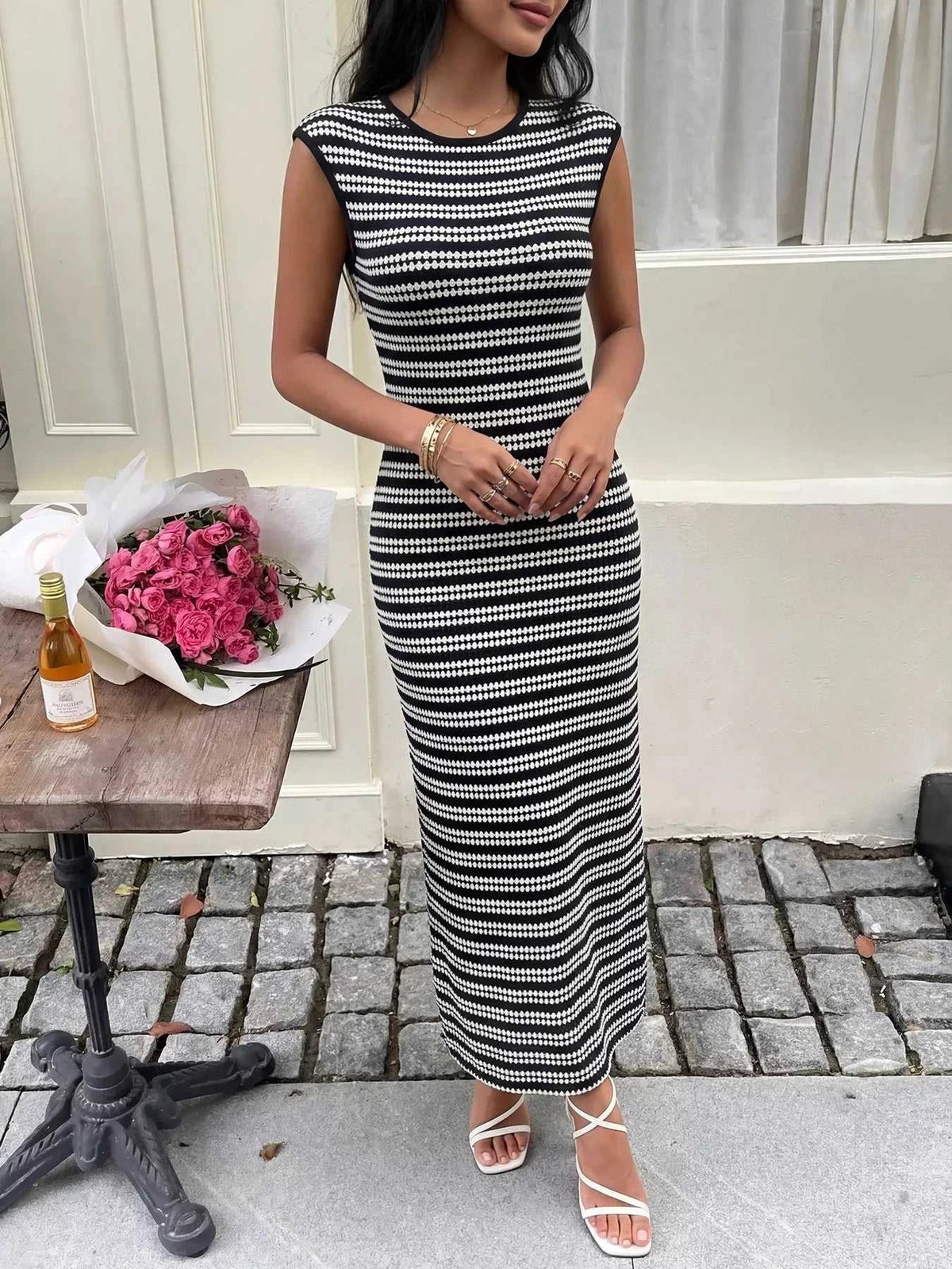 Striped Sleeveless Bodycon Knit Maxi Dress 100100195188753 33 Affordable Fashion Under $100 Jerry's Apparel 