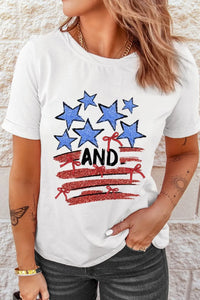 Stars and Stripes Bow Graphic T Shirt