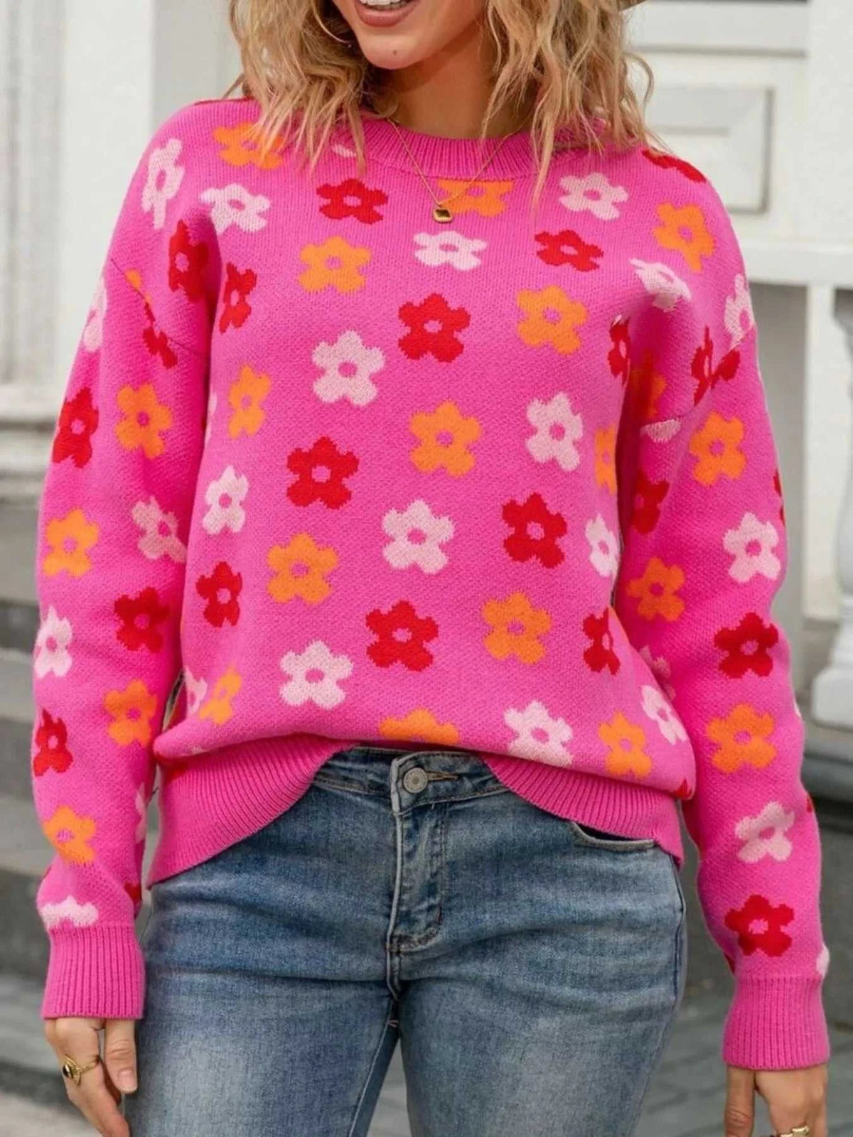 Floral Crew Neck Sweater 100100205302483 49 Gifts for Her Jerry's Apparel 