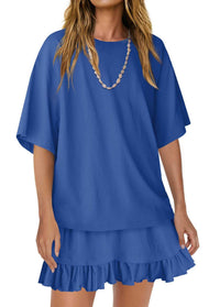 Round Neck Half Sleeve Tee and Skirt Set 100100917549398 34 Affordable Fashion Under $100 Jerry's Apparel 
