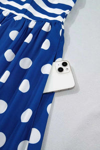 Striped Polka Dot Patchwork High Waist Spaghetti Straps Maxi Dress 100100896667563 47 Affordable Fashion Under $100 Jerry's Apparel 