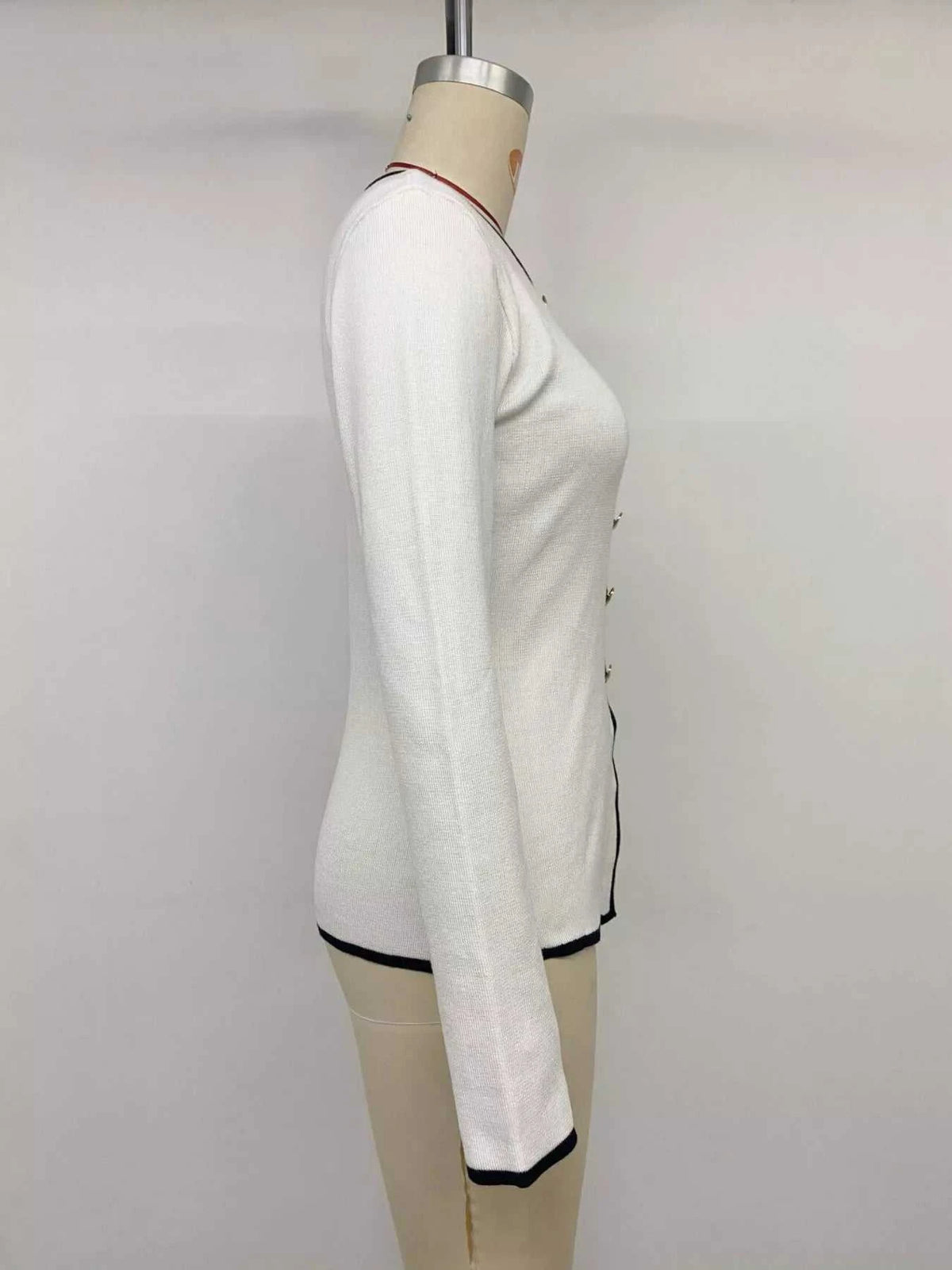 Contrast Trim Button Decor Knit Top 100100871035079 41 Affordable Fashion Under $100 Jerry's Apparel 