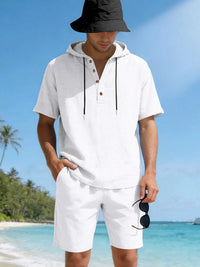 Men's Full Size Casual Short Sleeve Hooded Top & Shorts Set Plus Size 100400516300519 42 Gifts for Him Jerry's Apparel 