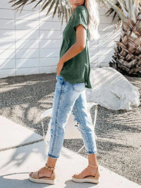 Full Size Notched Short Sleeve T-Shirt Plus Size