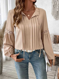 Perfee Frill Tie Neck Long Sleeve Blouse 100100140621598 33 Affordable Fashion Under $100 Jerry's Apparel 