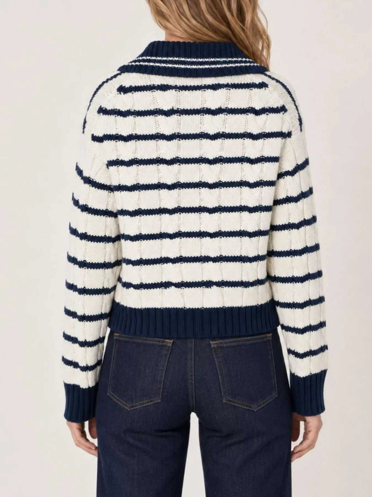 Striped Johnny Collar Dropped Shoulder Sweater 101002653501272 43 Affordable Fashion Under $100 Jerry's Apparel 