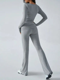 Devine Ruched Long Sleeve Top and Pants Set 100100100351065 35 Affordable Fashion Under $100 Jerry's Apparel 