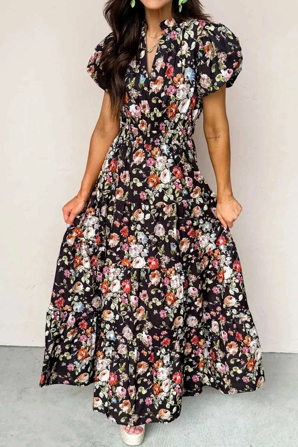 Floral Print Smocked Waist Maxi Dress 100100885551722 78 Affordable Fashion Under $100 Jerry's Apparel 