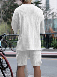 Men's Full Size Casual Knit V-Neck Short Sleeve Top and Shorts Set Plus Size 100400200384867 38 Men's Sets Jerry's Apparel 