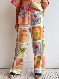 Printed Button Up Shirt and Pants Set