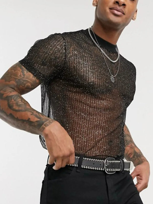 Men's Full Size Mock Neck Short Sleeve Top Plus Size