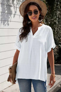 Notched Short Sleeve Blouse 100100089501470 33 Affordable Fashion Under $100 Jerry's Apparel 