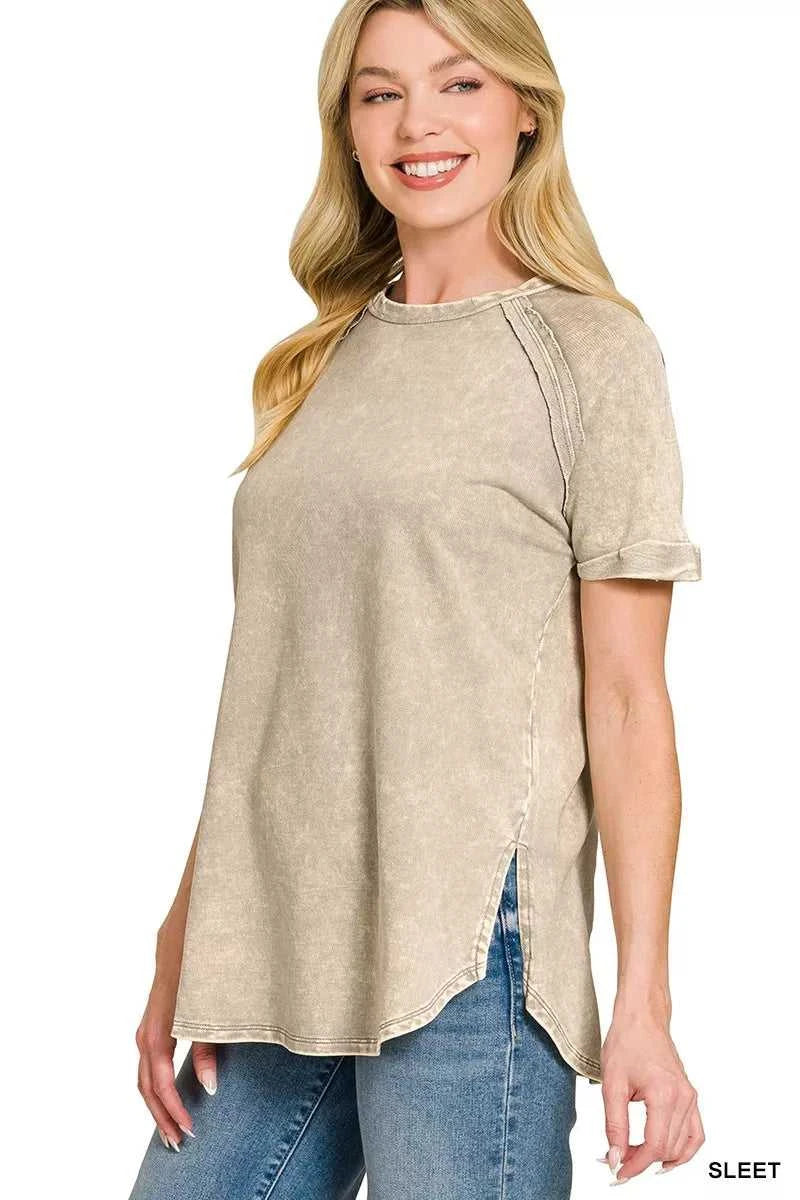 Zenana French Terry Washed Curved Hem Top 100100771441104 25 Affordable Fashion Under $100 Jerry's Apparel 