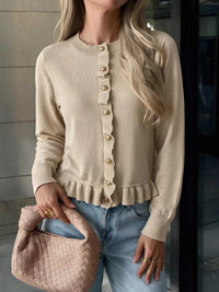 Ruffle Hem Button-Up Cardigan 100100909588028 39 Affordable Fashion Under $100 Jerry's Apparel 