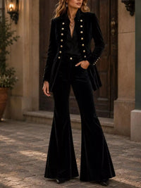 Velvet Double-Breasted Blazer and Flare Pants Set 101001710079074 99 Affordable Fashion Under $100 Jerry's Apparel 