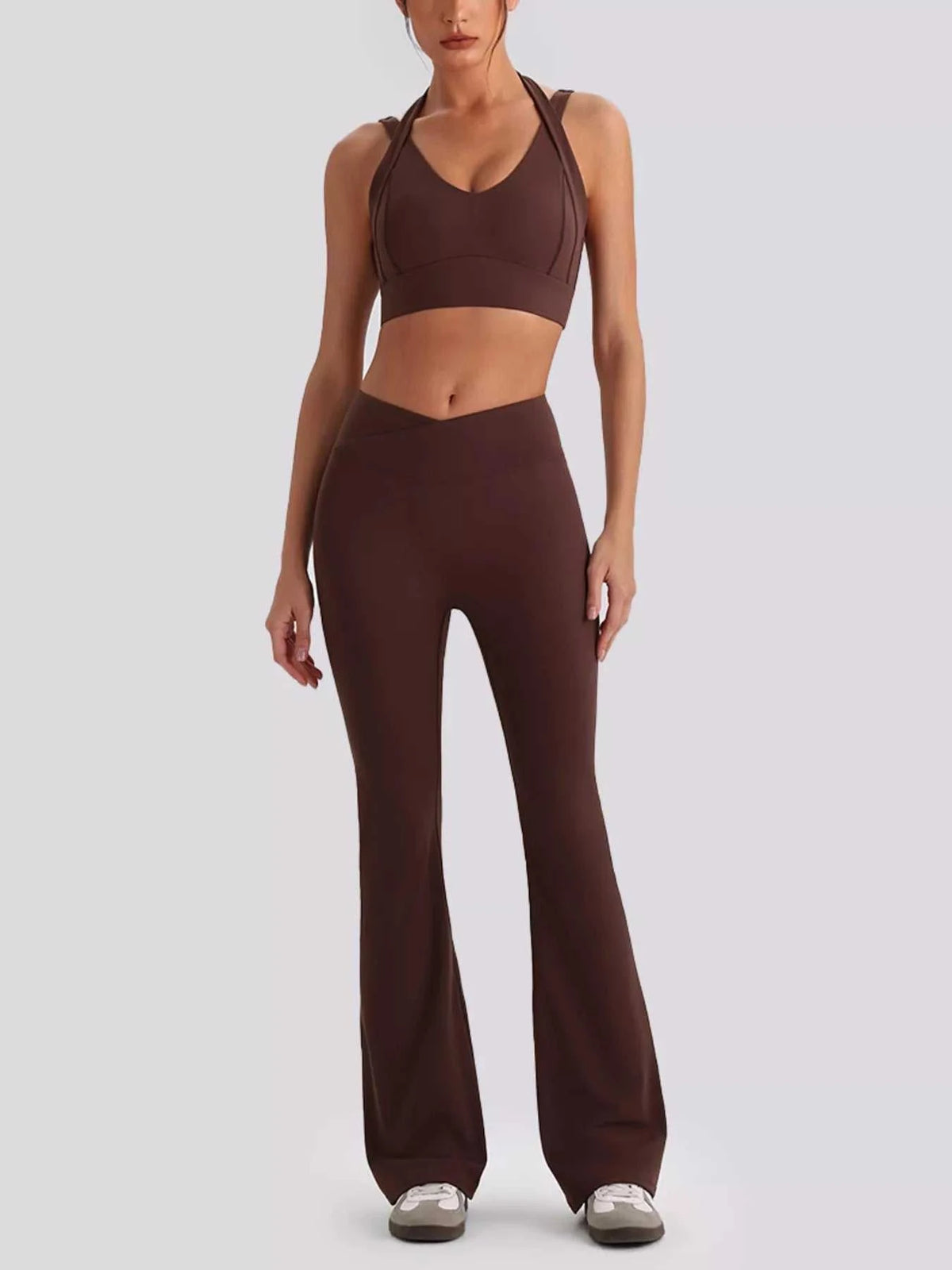Seamless Criss-Cross V-Neck Tank and Leggings Active Set 101006885753799 113 Comfortable Weekend Sets Jerry's Apparel 
