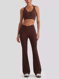 Seamless Criss-Cross V-Neck Tank and Leggings Active Set 101006885753799 113 Comfortable Weekend Sets Jerry's Apparel 