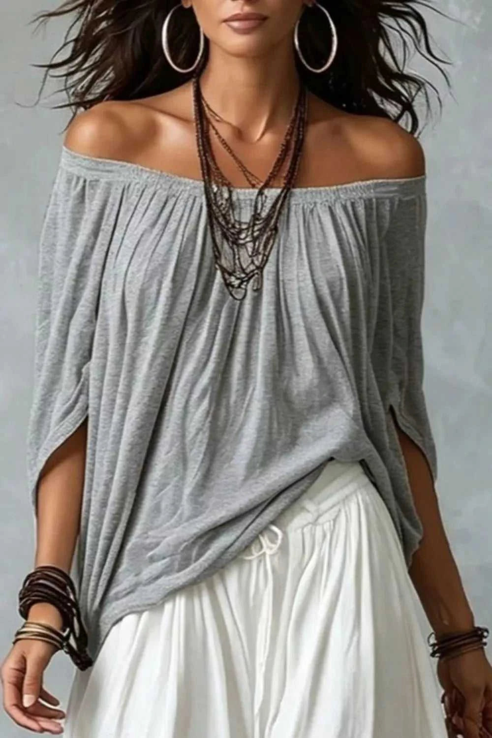 Full Size Off-Shoulder Top and Wide-Leg Pants Set Plus Size 100100599262559 45 Affordable Fashion Under $100 Jerry's Apparel 