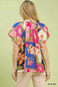 Umgee Mix Floral Patchwork Tassel Tie Top 100100036551552 45 Affordable Fashion Under $100 Jerry's Apparel 