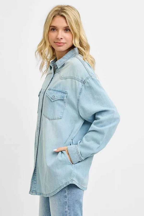 RISEN Western Yoke Style Relaxed Fit Denim Shirts 100100509961679 56 Affordable Fashion Under $100 Jerry's Apparel 