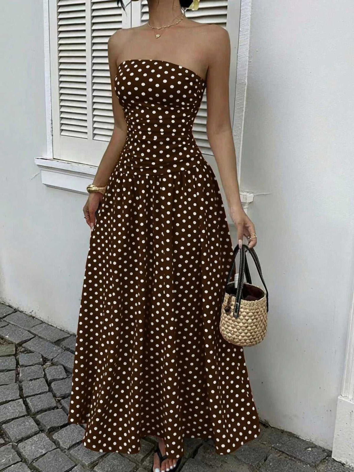 Polka Dot Strapless Maxi Dress 100100020937955 31 Gifts for Her Jerry's Apparel 