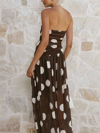 Polka Dot Strapless Ruched Maxi Dress 100100889786131 50 Affordable Fashion Under $100 Jerry's Apparel 