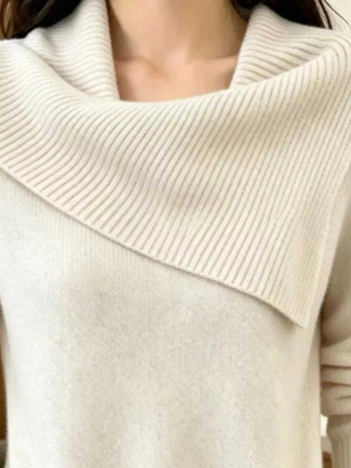 Full Size Asymmetric Ribbed Collar Sweater Plus Size 101002369014194 47 Affordable Fashion Under $100 Jerry's Apparel 