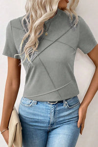 Solid Color Round Neck T Shirt