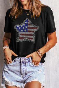 Star Round Neck Short Sleeve T-Shirt