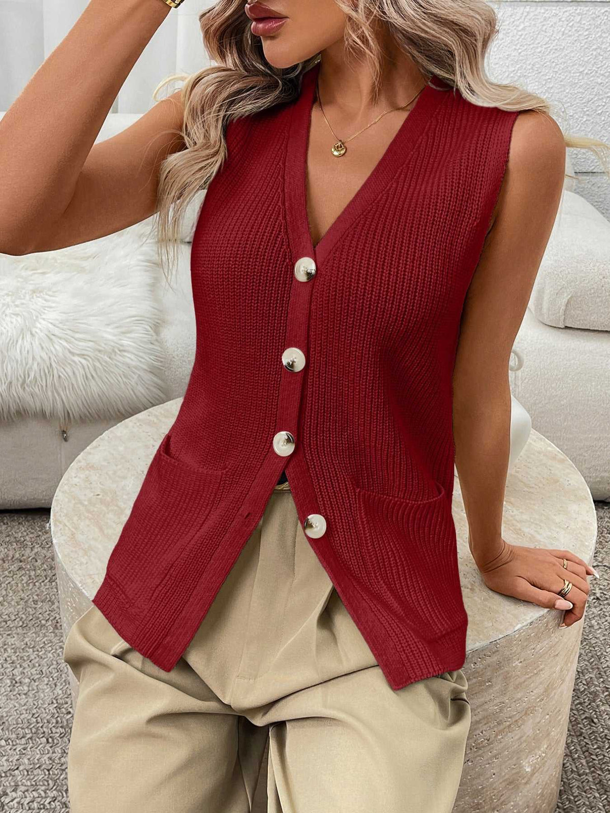Button-Down Knit Sweater Vest 100100407223326 37 Affordable Fashion Under $100 Jerry's Apparel 
